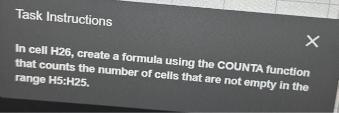 In cell h26 create a formula